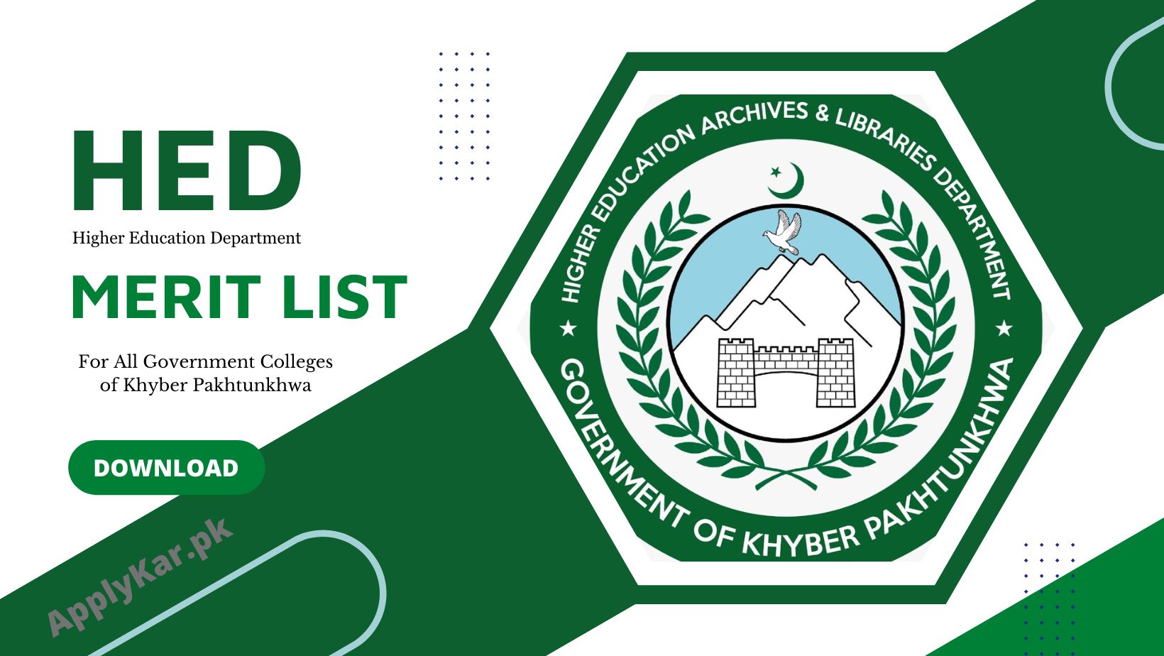 HED KPK Merit List 2024 Download for All Government Colleges