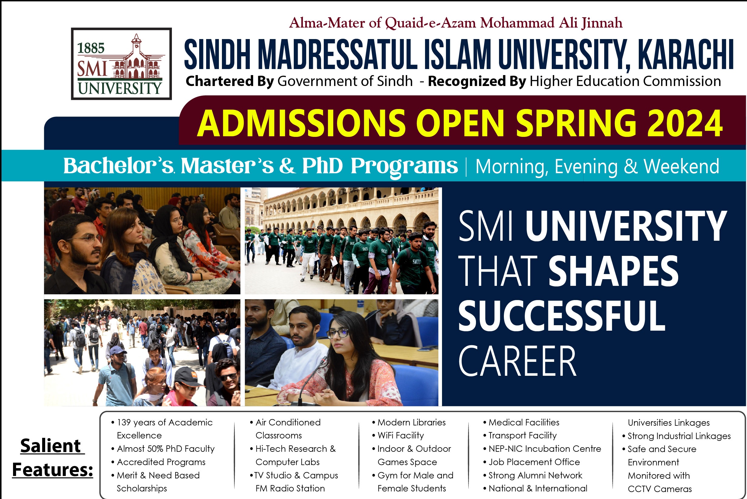 Sindh Madressatul Islam University Admission 2024 (Spring)