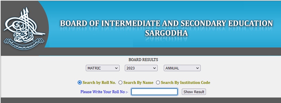 9th Class Result BISE Sargodha Board Online
