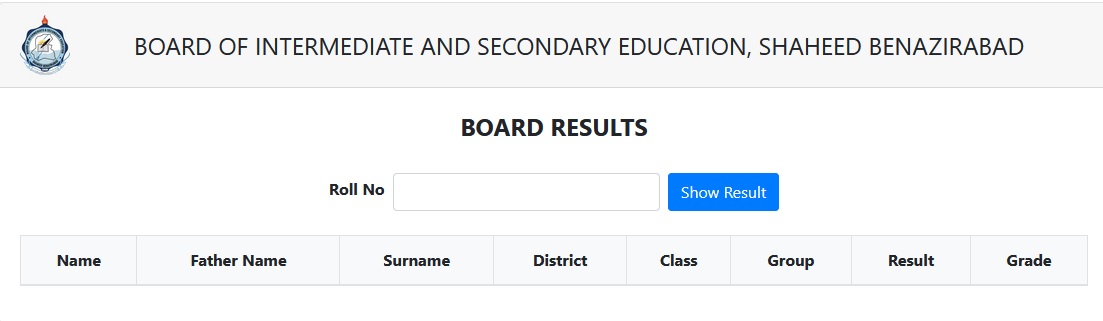 Bise Nawabshah Board 10th Class Result Check by Roll No