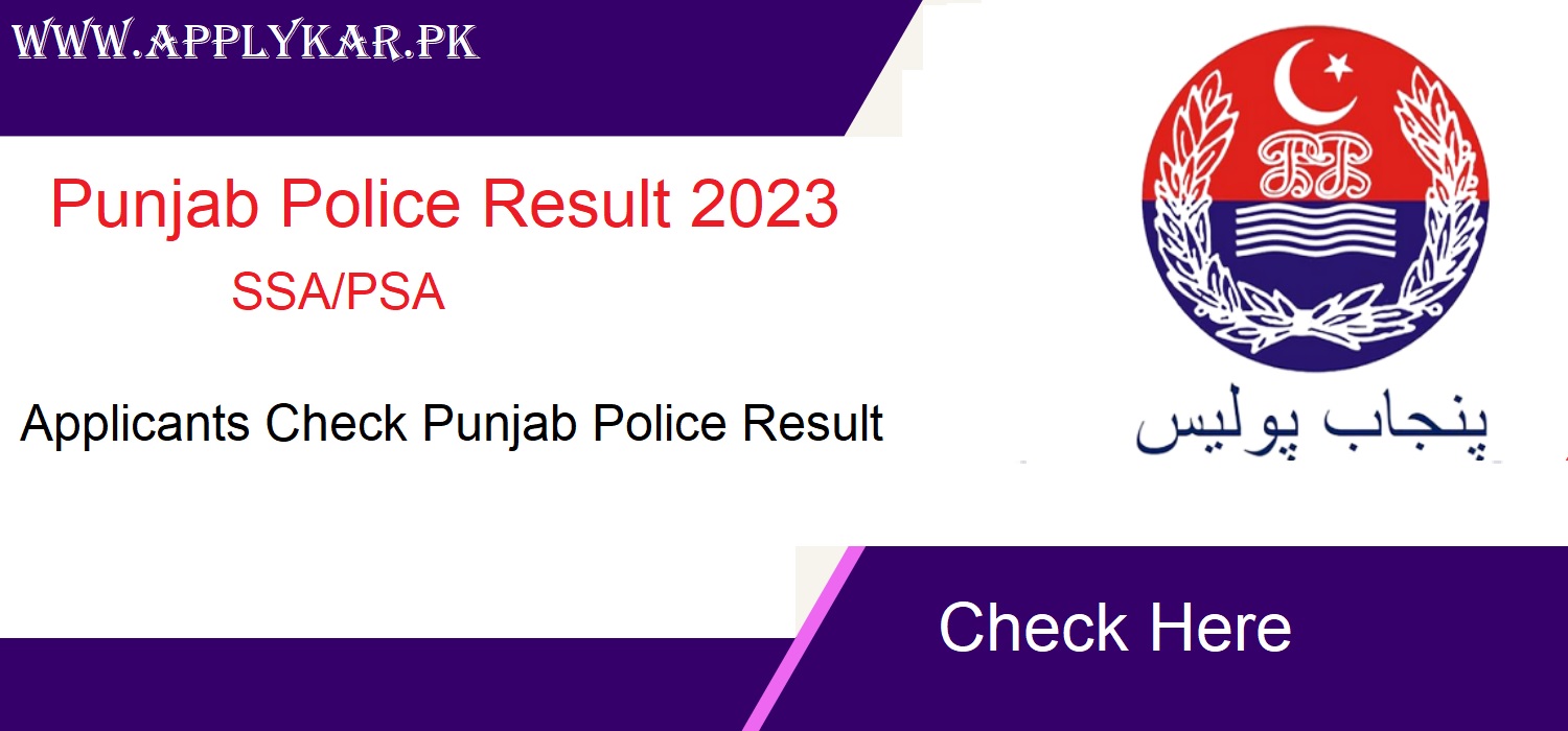 Punjab Police SSA/PSA Test Result 2024