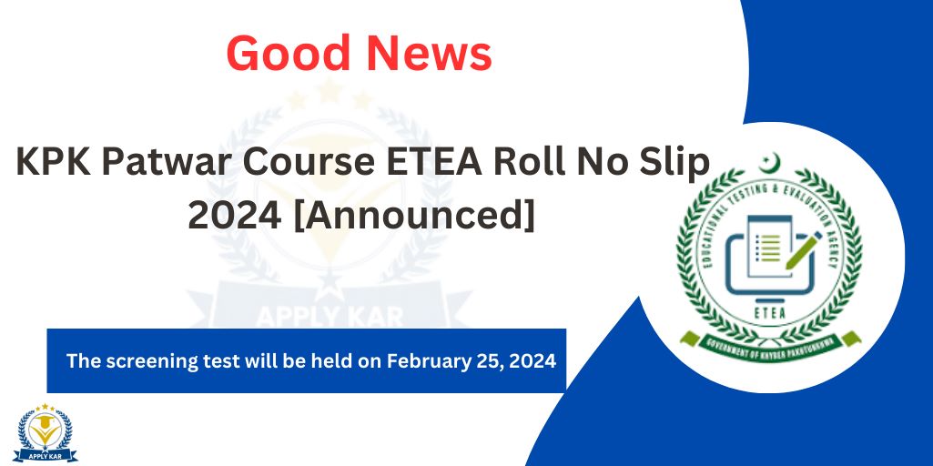 KPK Patwar Course ETEA Roll No Slip
