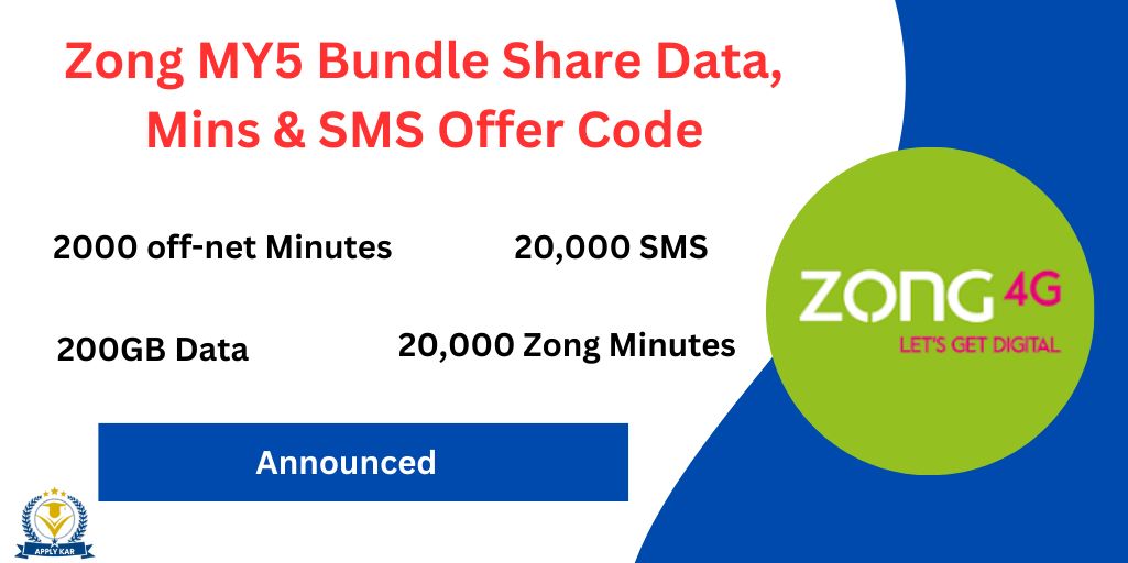 Zong MY5 Bundle Share Data, Mins & SMS Offer Code
