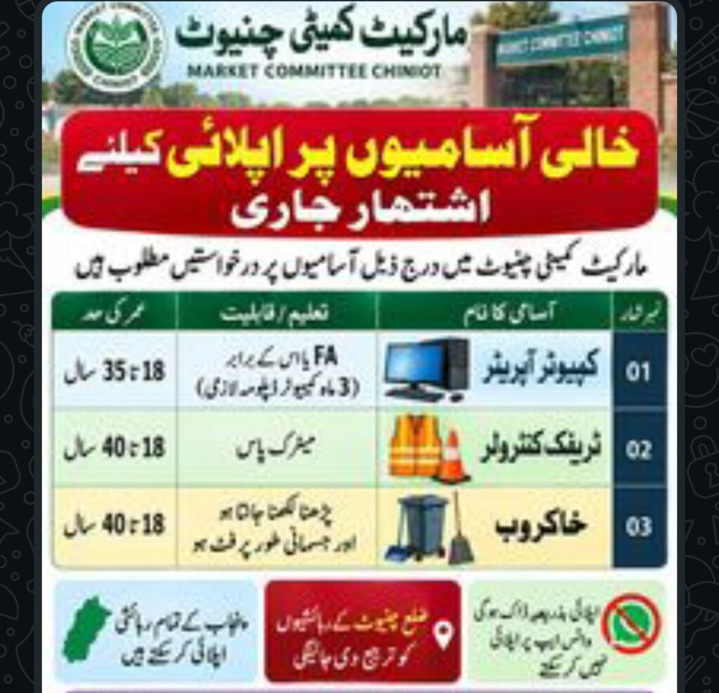 Market Committee Chiniot Jobs 2026 – Latest Vacancies, Eligibility & Apply Online