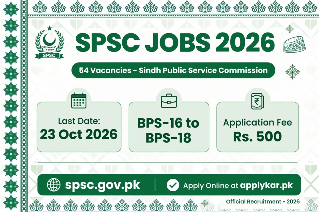 SPSC Jobs 2026: 54 Posts, Closing 23 October