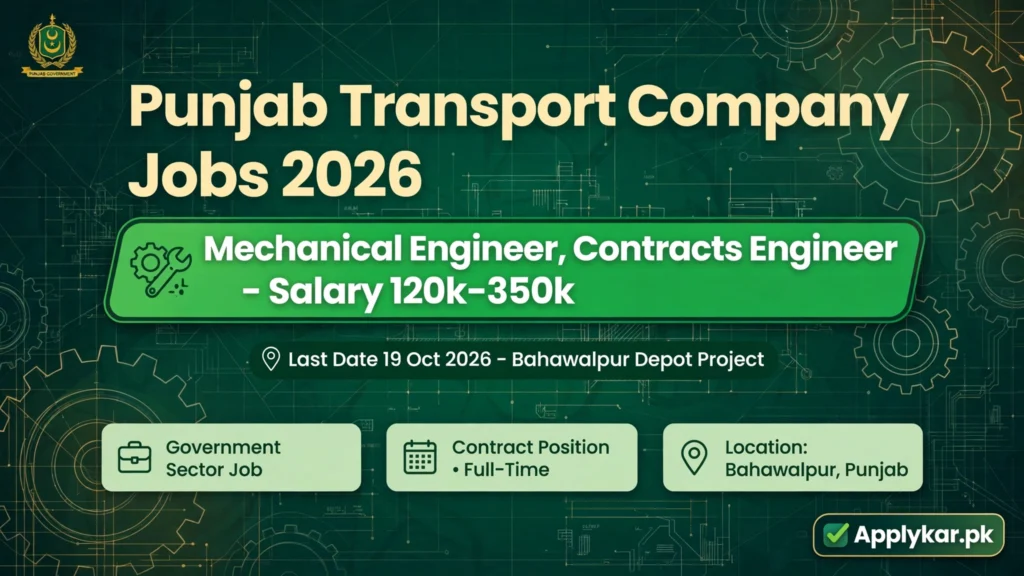 Punjab Transport Company Bahawalpur Engineer Jobs 2026 – Apply Online