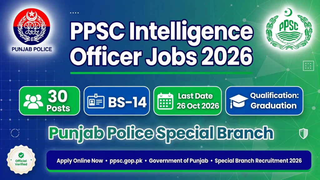 PPSC Intelligence Officer Jobs 2026 – Advertisement No. 11 Apply Online