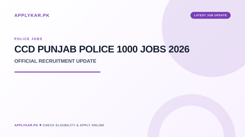 CCD Punjab Police Jobs 2026 official update featured image