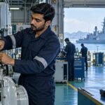 Pakistan Navy civilian technical assistant in an engineering workshop