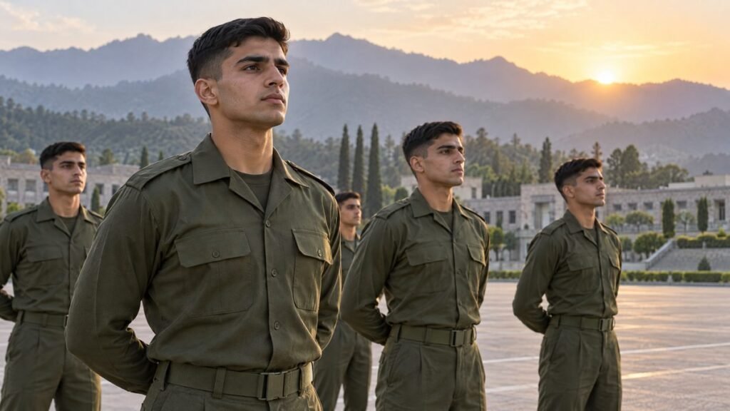 Pakistan Army officer cadets at an academy parade ground
