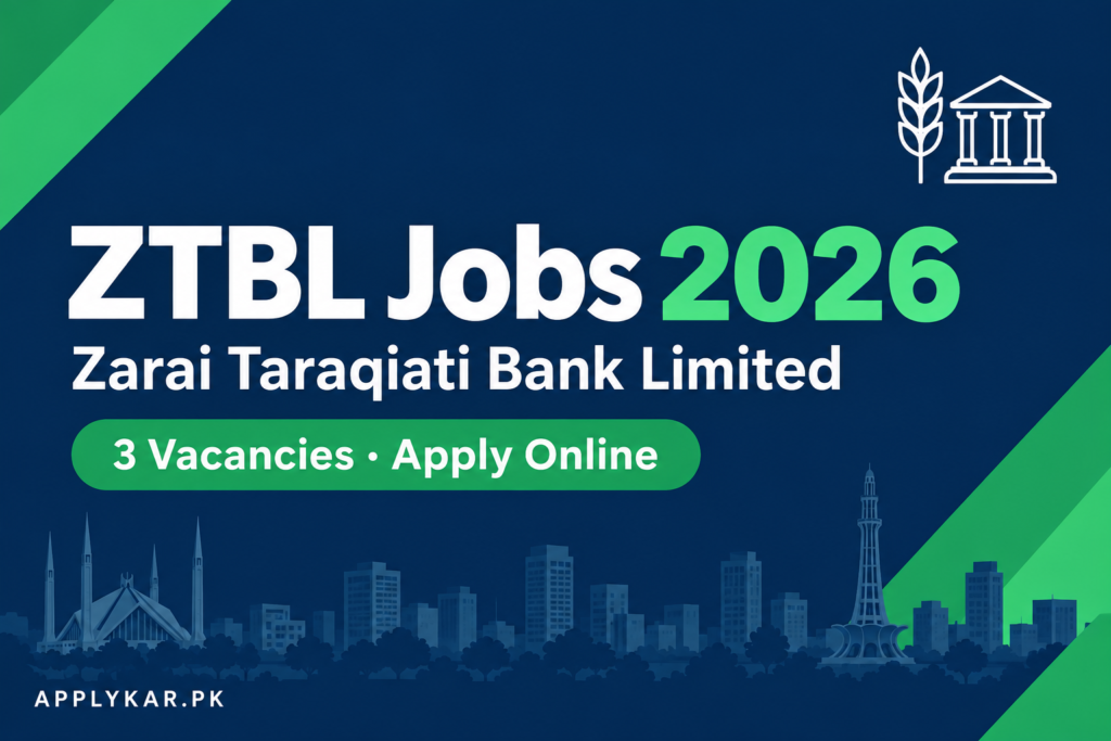 ZTBL Jobs 2026 - Zarai Taraqiati Bank Limited risk management vacancies banner